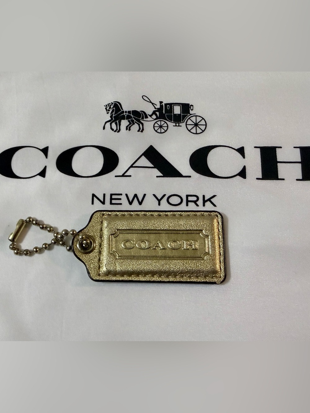 Coach Gold Metallic Leather Hangtag (2.5”)